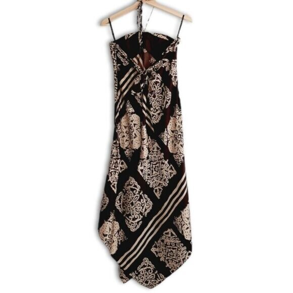 LAUNDRY / by Shelli Segal 100% Silk Scarf Style Halter Dress Sz 10 Flawed - Picture 10 of 15